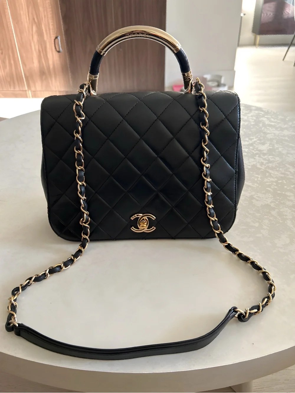 CHANEL Coco Handle Leather Black Bag.